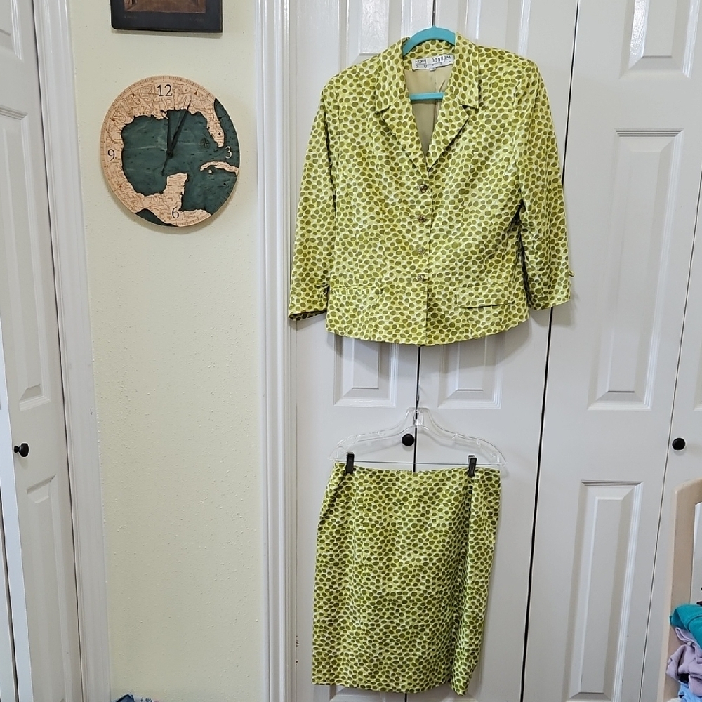 Vibrant Yellow Blazer and Skirt Set